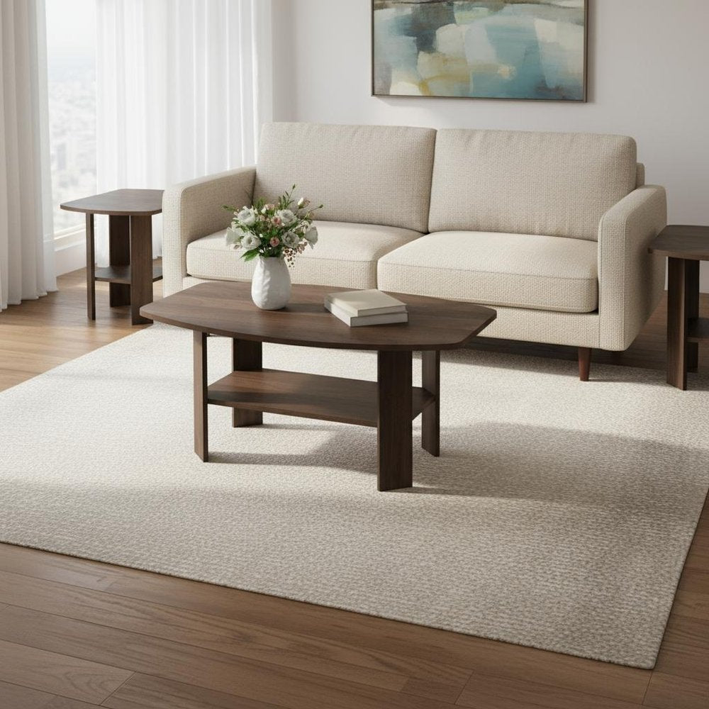 Set of Three 36 Espresso Coffee Table with Three Shelves