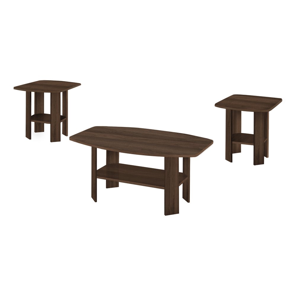 Set of Three 36 Espresso Coffee Table with Three Shelves