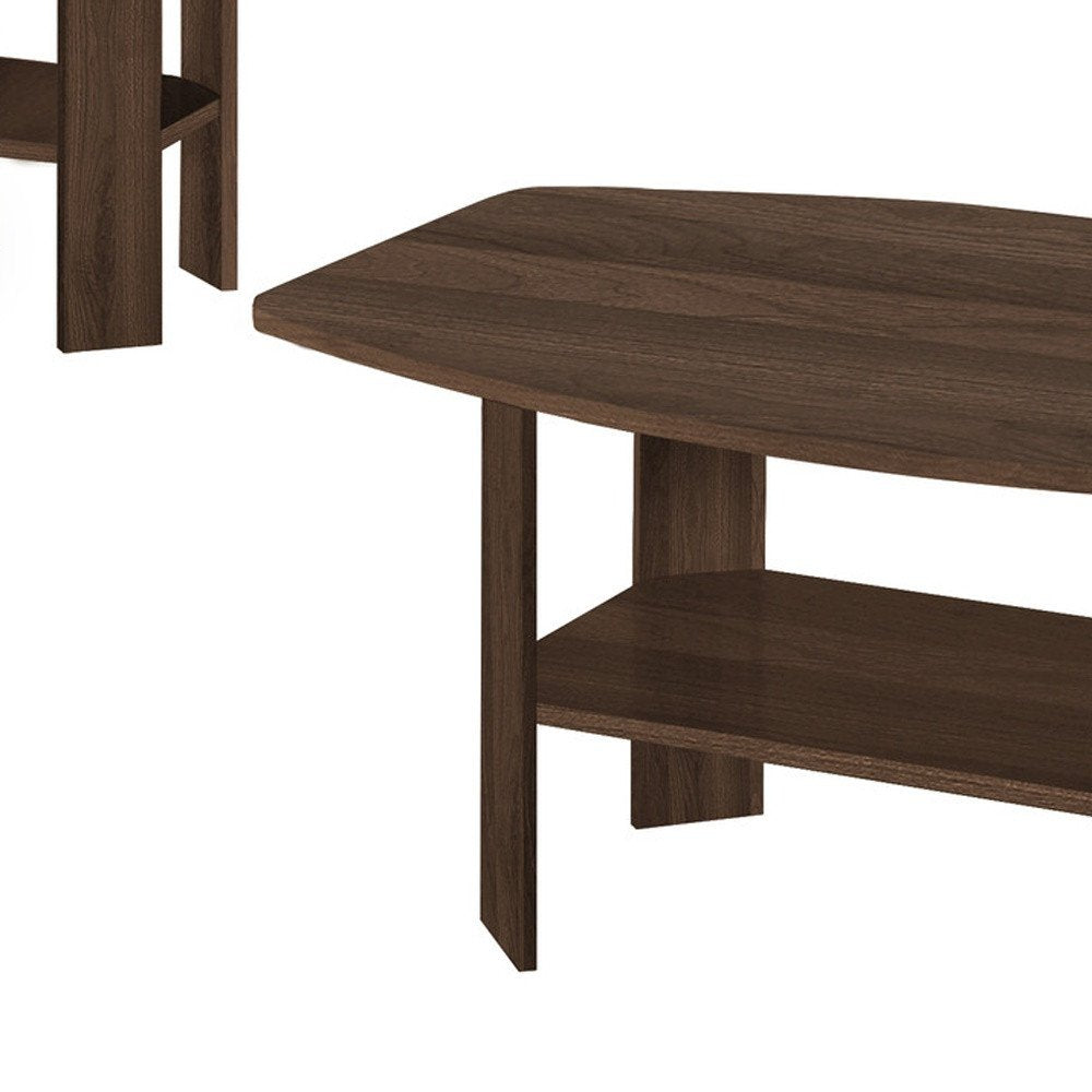 Set of Three 36 Espresso Coffee Table with Three Shelves