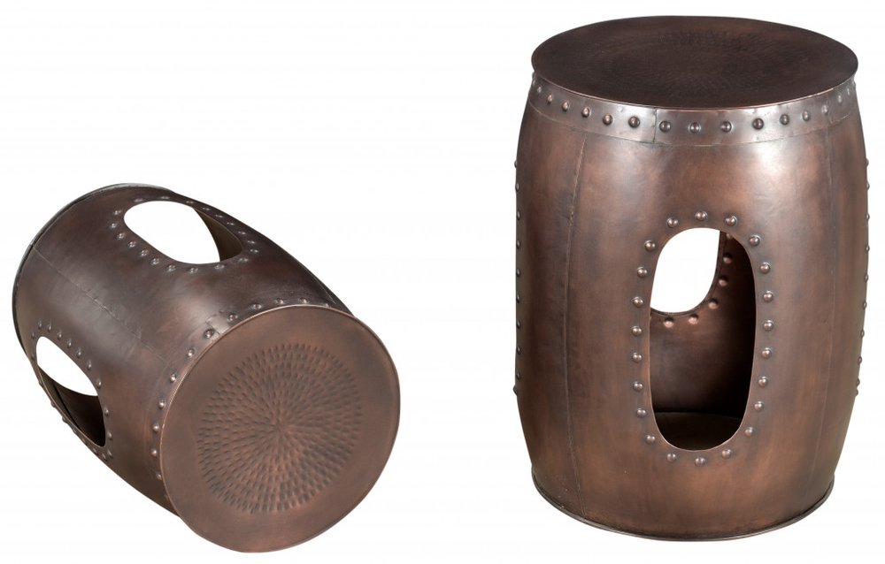 Copper Iron Round End Tables - 20-inch