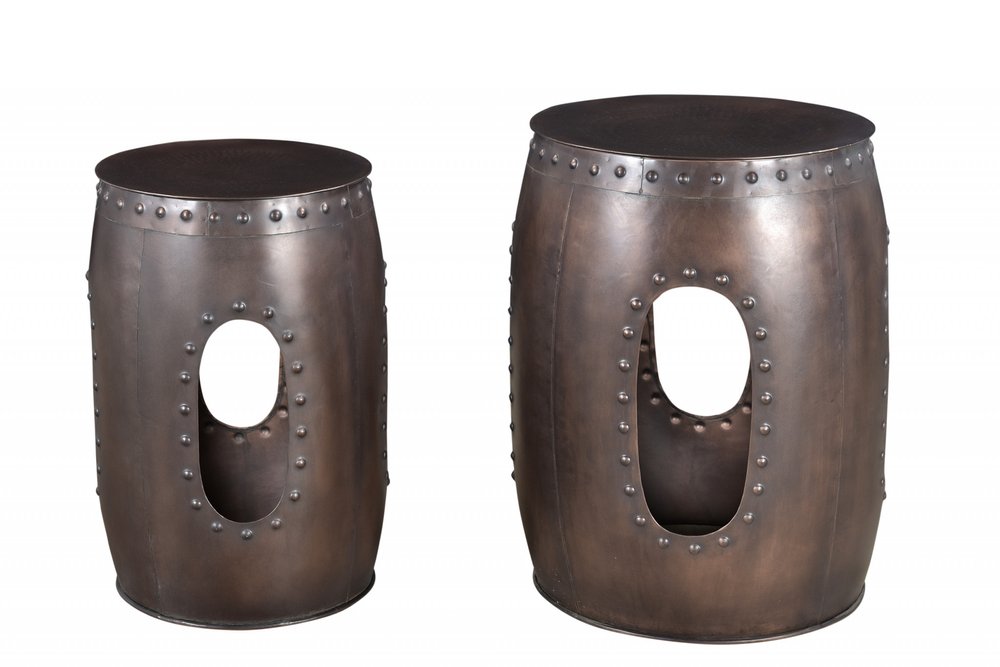 Copper Iron Round End Tables - 20-inch