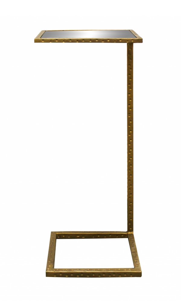 Brass and Silver Mirrored Square Mirrored End Table - 27-inch