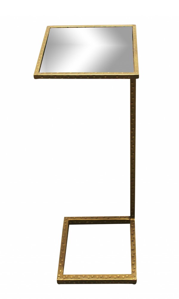 Brass and Silver Mirrored Square Mirrored End Table - 27-inch