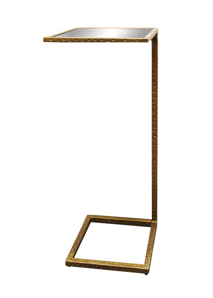 Brass and Silver Mirrored Square Mirrored End Table - 27-inch