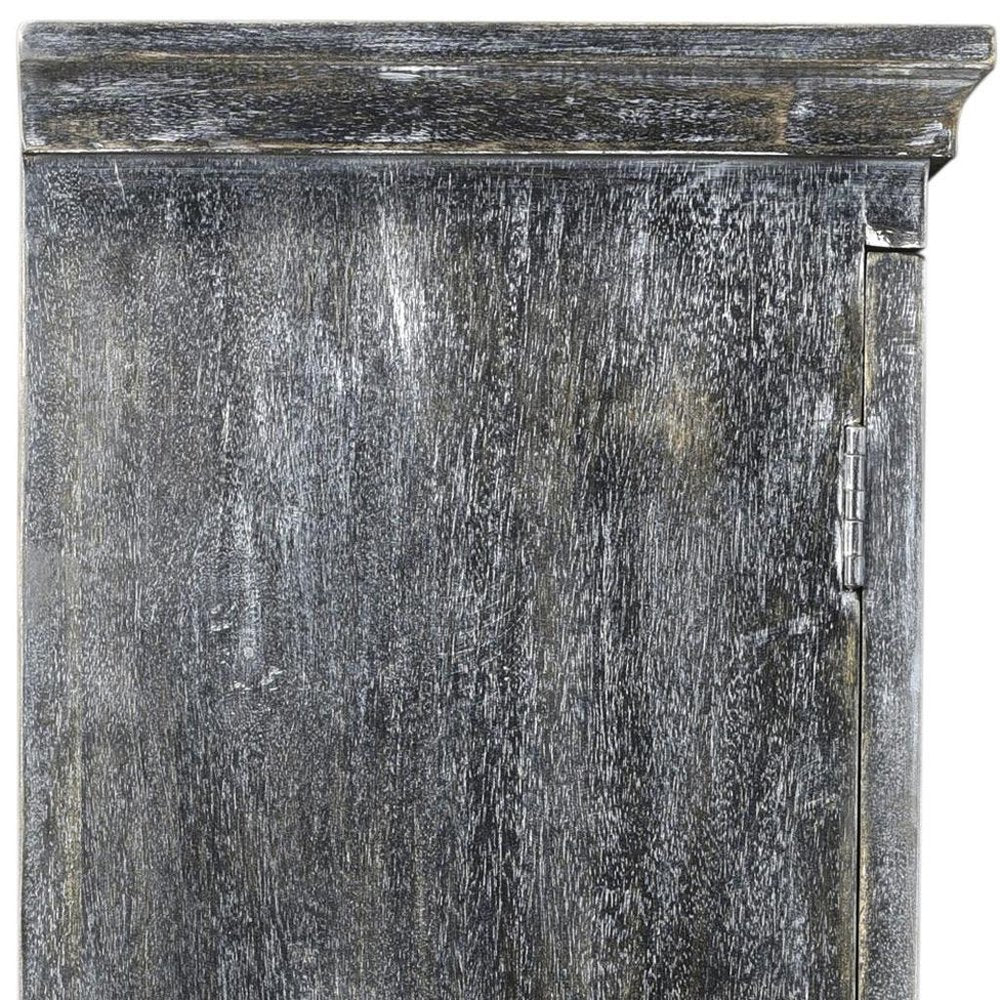 Distressed Wash Dark Gray Solid Wood Two Door Accent Cabinet - 40-inch