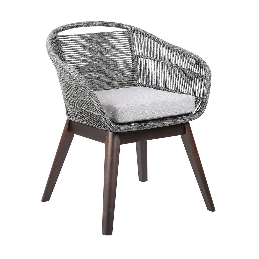 Gray Solid Wood Outdoor Dining Chair with Gray Cushion - 27-inch