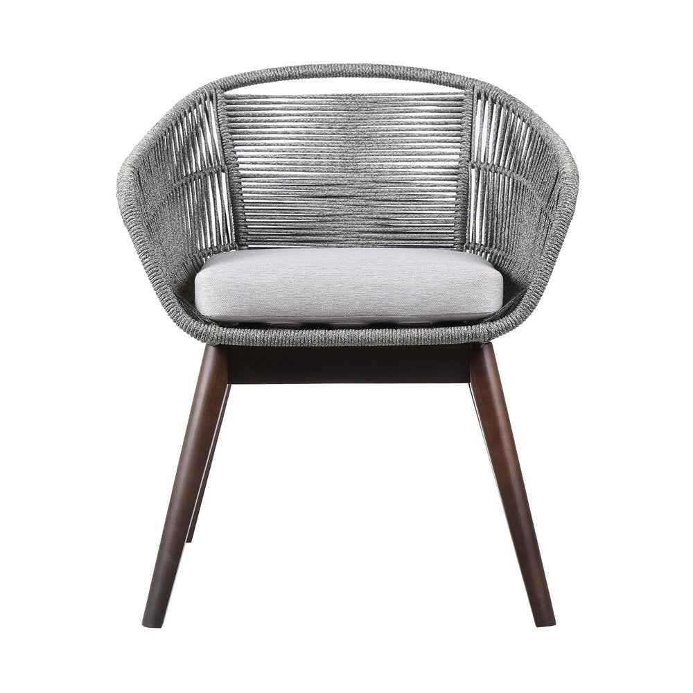 Gray Solid Wood Outdoor Dining Chair with Gray Cushion - 27-inch