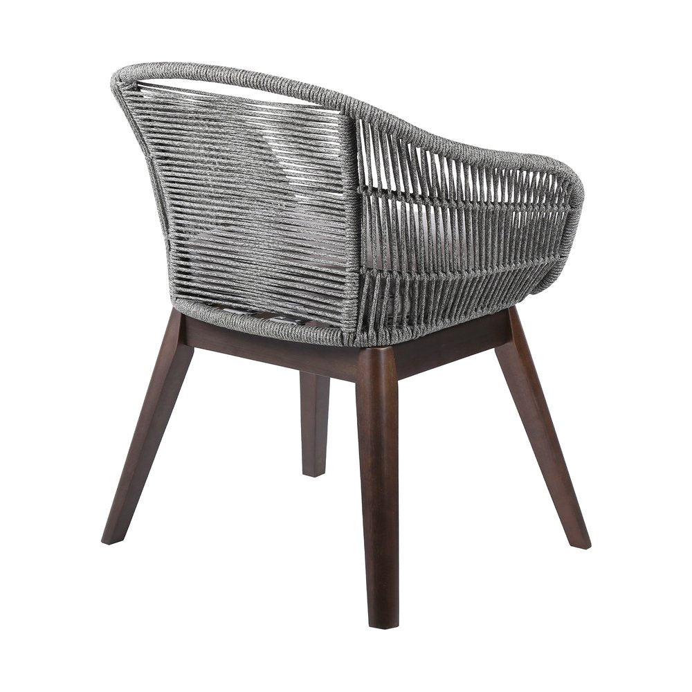 Gray Solid Wood Outdoor Dining Chair with Gray Cushion - 27-inch