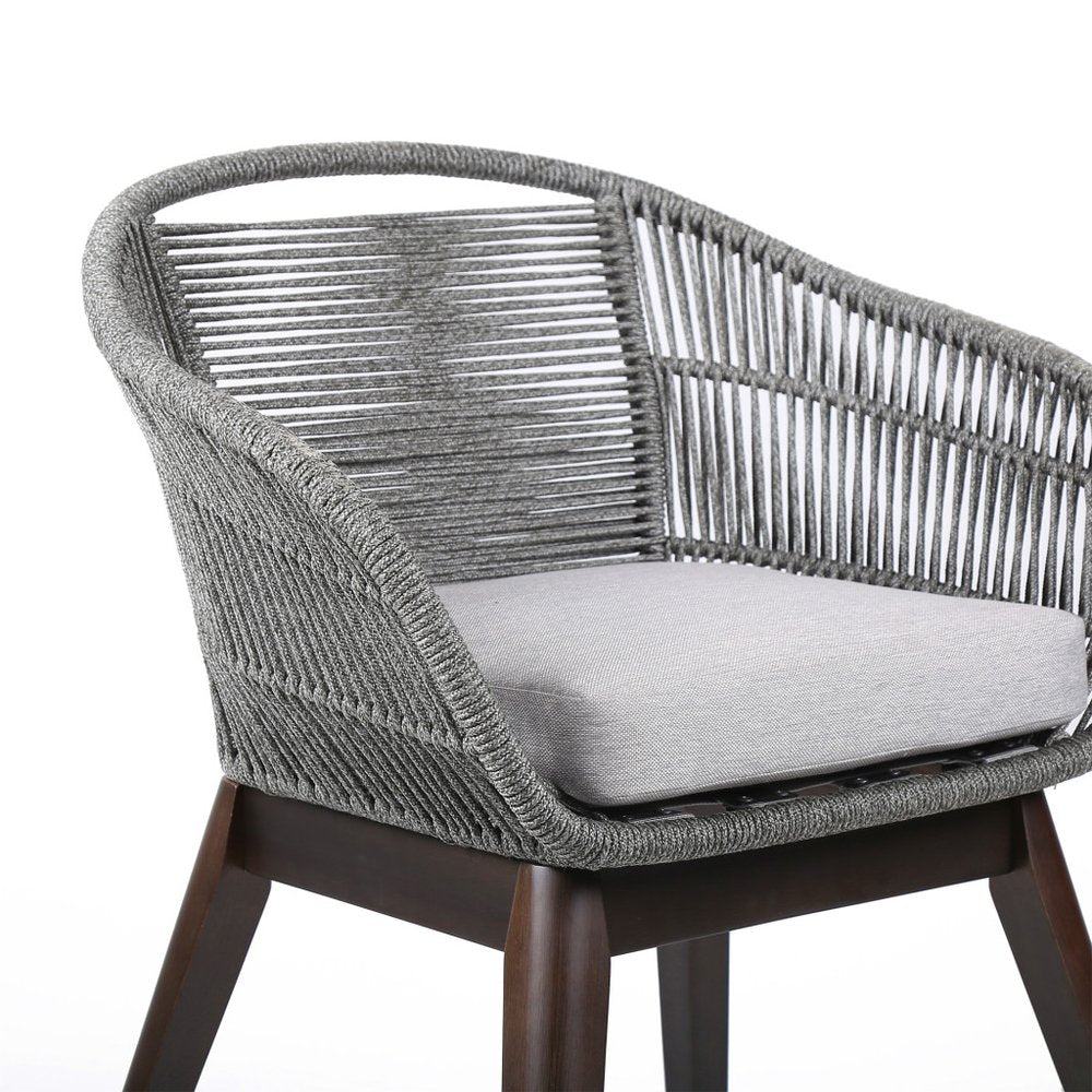 Gray Solid Wood Outdoor Dining Chair with Gray Cushion - 27-inch