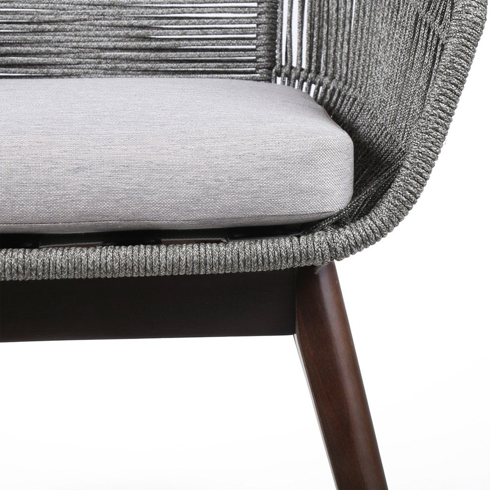 Gray Solid Wood Outdoor Dining Chair with Gray Cushion - 27-inch