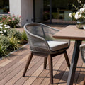 Gray Solid Wood Outdoor Dining Chair with Gray Cushion - 27-inch