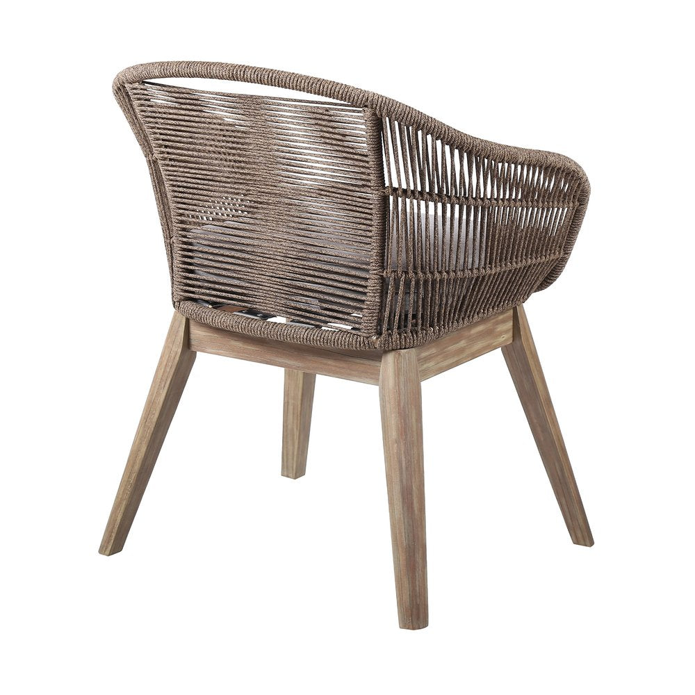 Gray and Natural Wood Solid Wood Outdoor Dining Chair with Gray Cushion