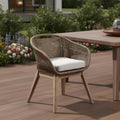 Gray and Natural Wood Solid Wood Outdoor Dining Chair with Gray Cushion