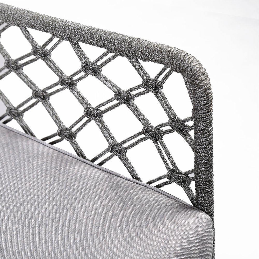 Gray and Black Steel Indoor Outdoor Dining Chair with Gray Cushion