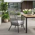 Gray and Black Steel Indoor Outdoor Dining Chair with Gray Cushion