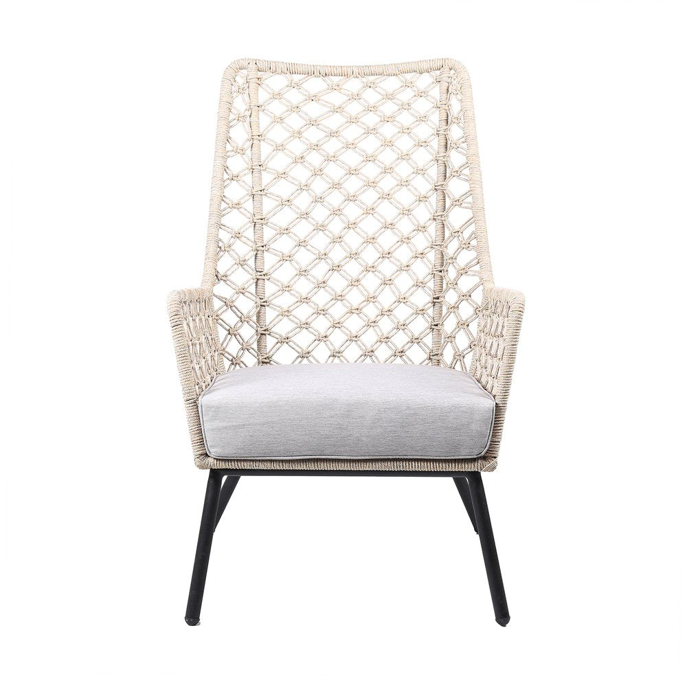 Gray Metal Outdoor Dining Chair with Gray Cushion - 26-inch