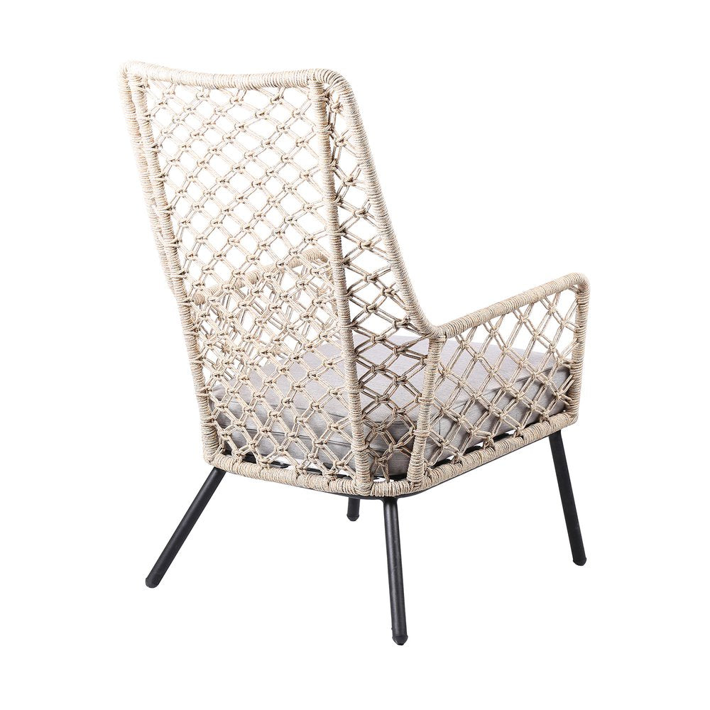 Gray Metal Outdoor Dining Chair with Gray Cushion - 26-inch