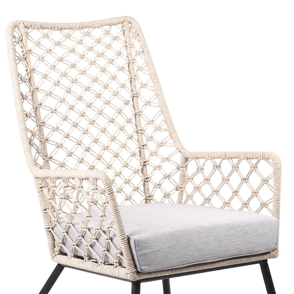 Gray Metal Outdoor Dining Chair with Gray Cushion - 26-inch