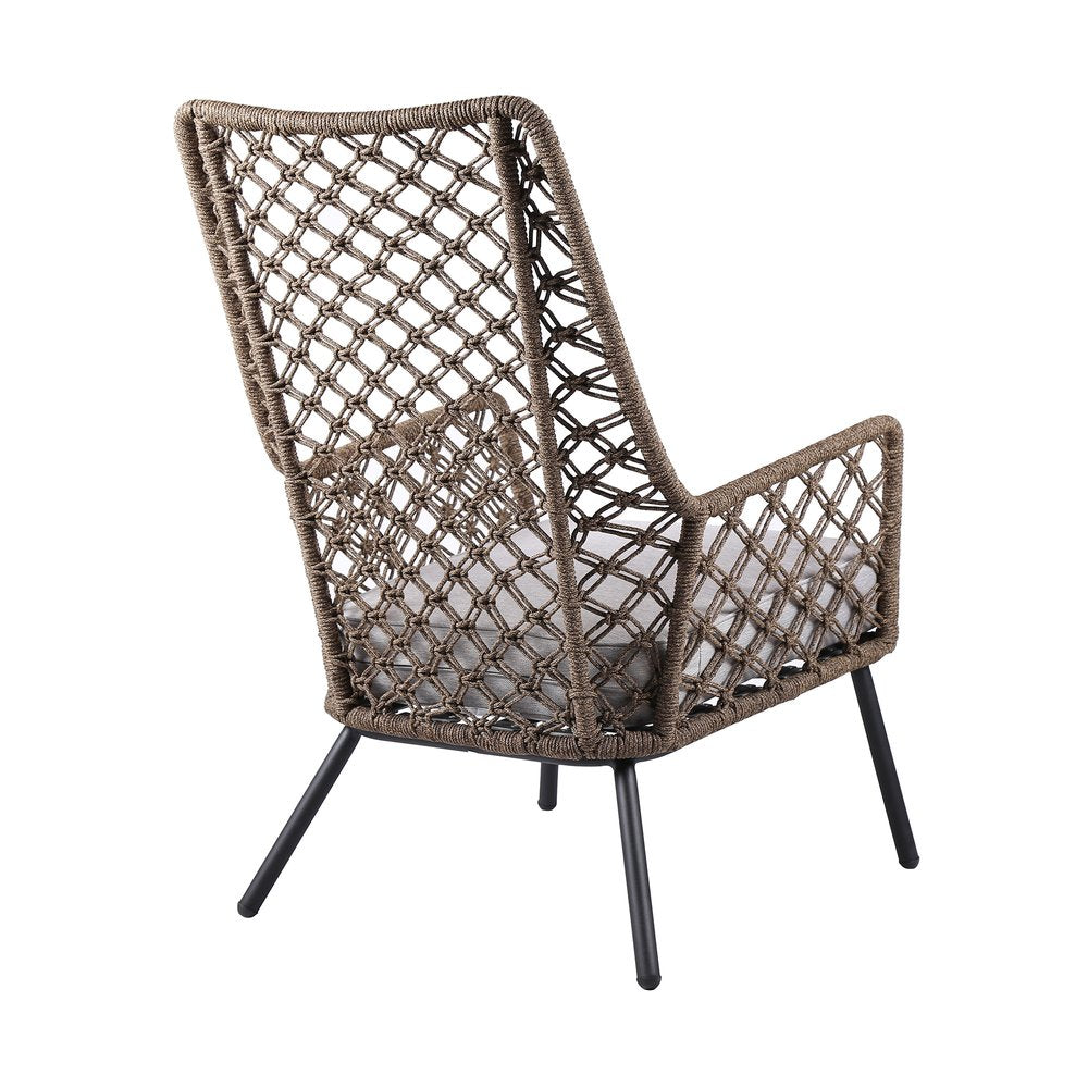 Gray Metal Outdoor Arm Chair with Gray Cushion - 26-inch
