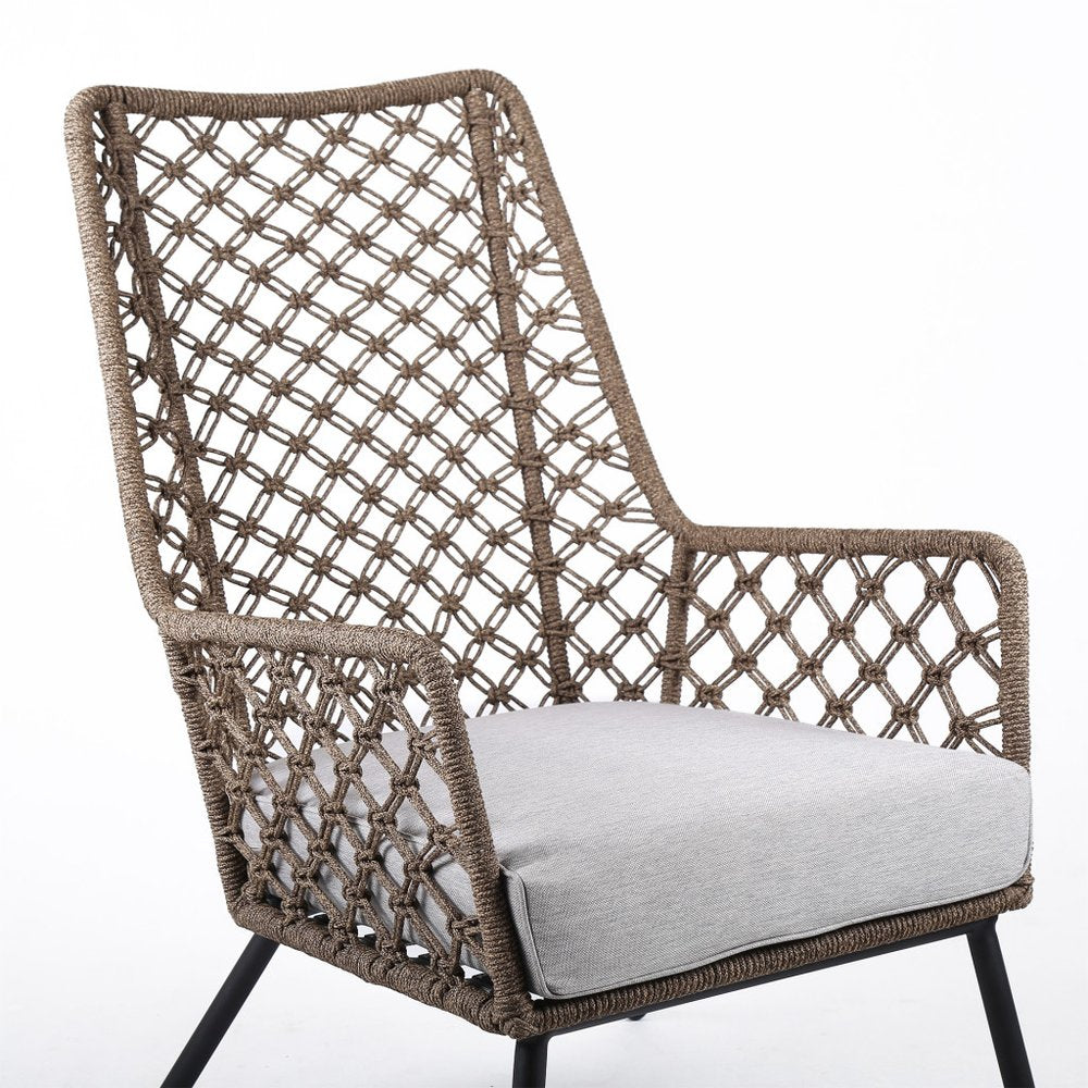 Gray Metal Outdoor Arm Chair with Gray Cushion - 26-inch