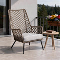Gray Metal Outdoor Arm Chair with Gray Cushion - 26-inch