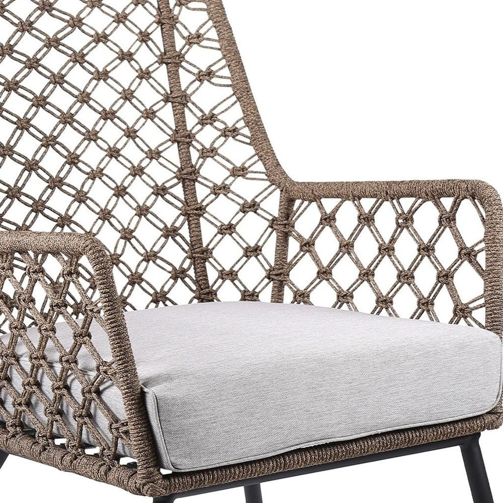 Gray Metal Outdoor Arm Chair with Gray Cushion - 26-inch