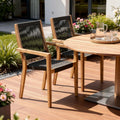 Set of Two 23 Charcoal and Natural Wood Solid Wood Outdoor Arm Chair