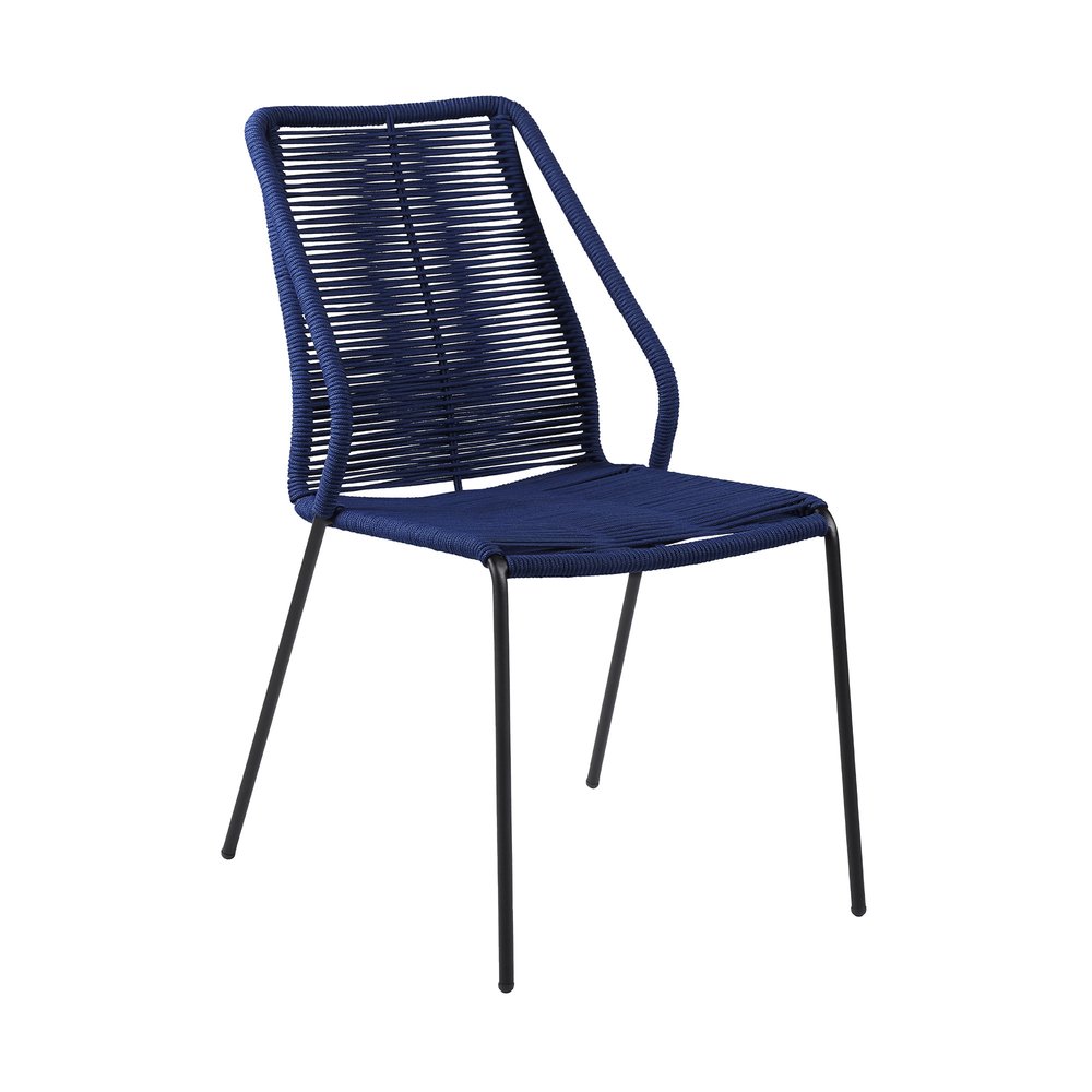 Set of Two 22 Blue Metal Outdoor Dining Chair