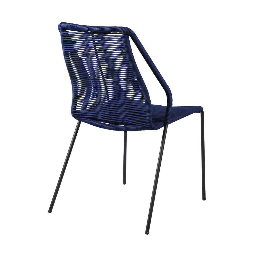 Set of Two 22 Blue Metal Outdoor Dining Chair
