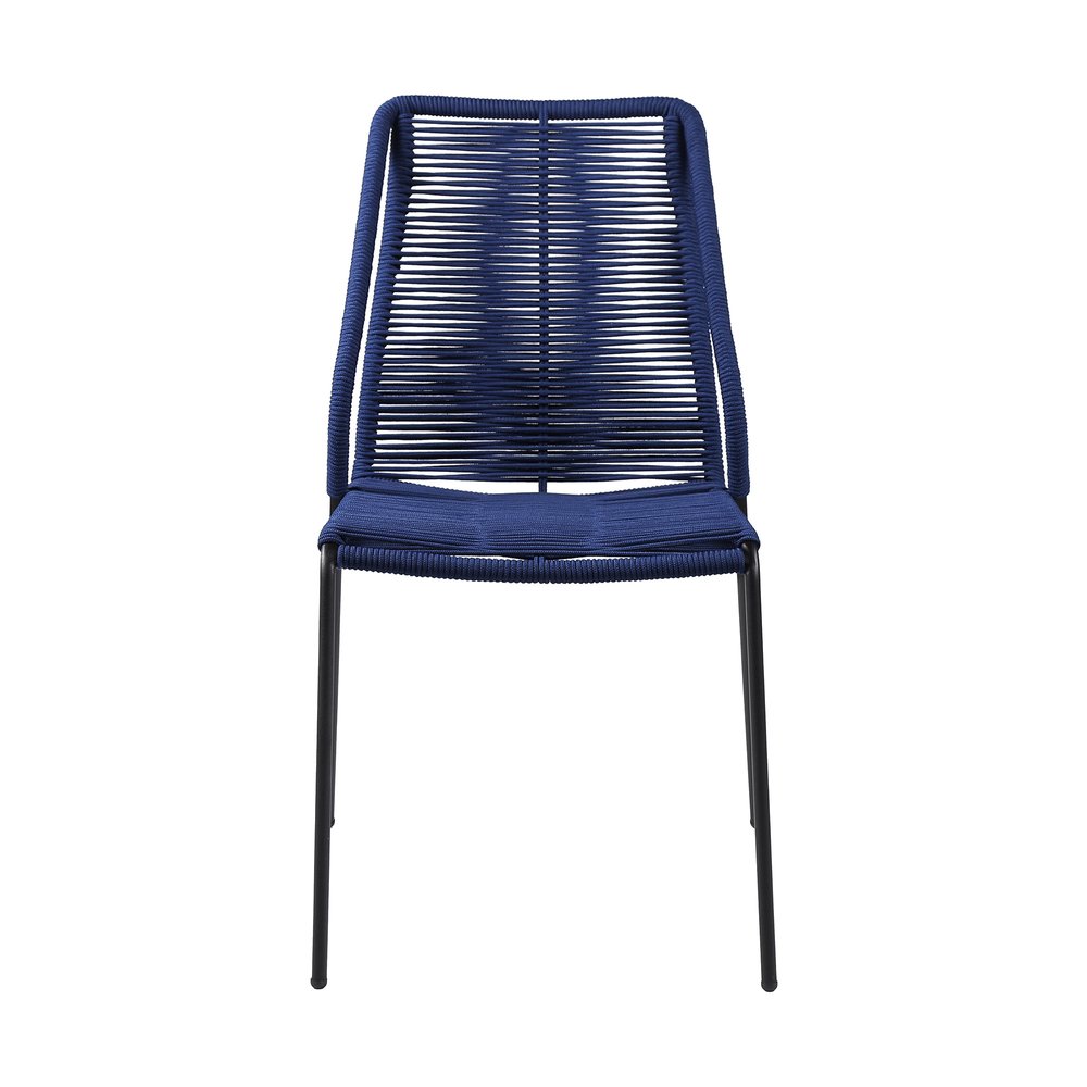 Set of Two 22 Blue Metal Outdoor Dining Chair