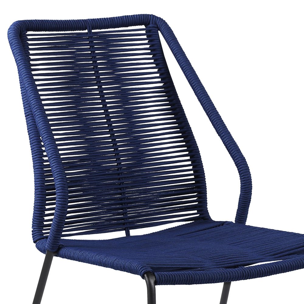 Set of Two 22 Blue Metal Outdoor Dining Chair