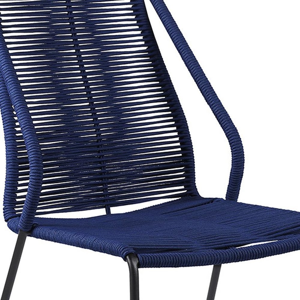 Set of Two 22 Blue Metal Outdoor Dining Chair