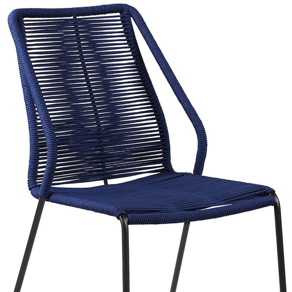 Set of Two 22 Blue Metal Outdoor Dining Chair