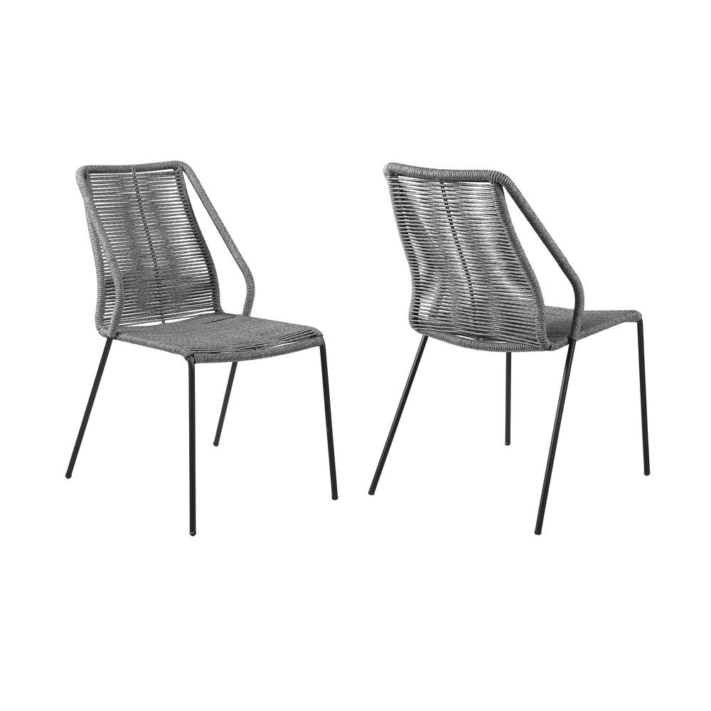 Set of Two 22 Gray Metal Outdoor Dining Chair
