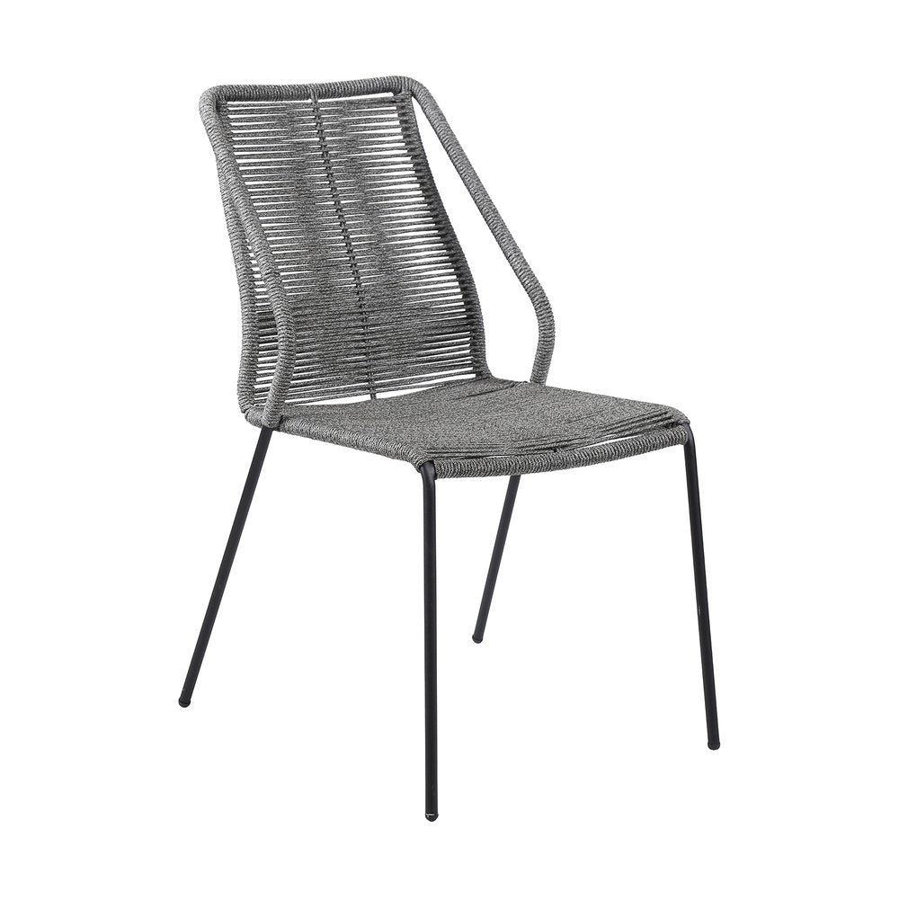 Set of Two 22 Gray Metal Outdoor Dining Chair