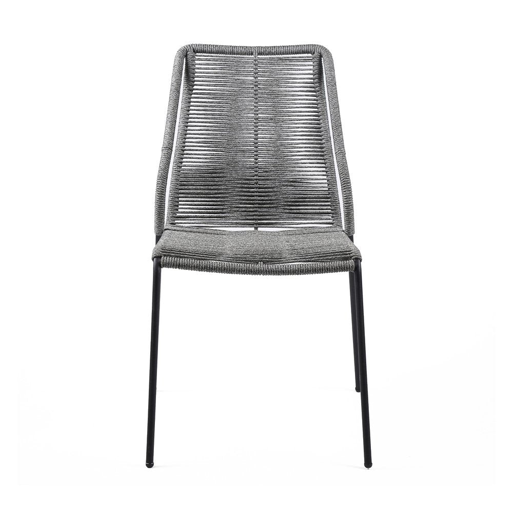 Set of Two 22 Gray Metal Outdoor Dining Chair