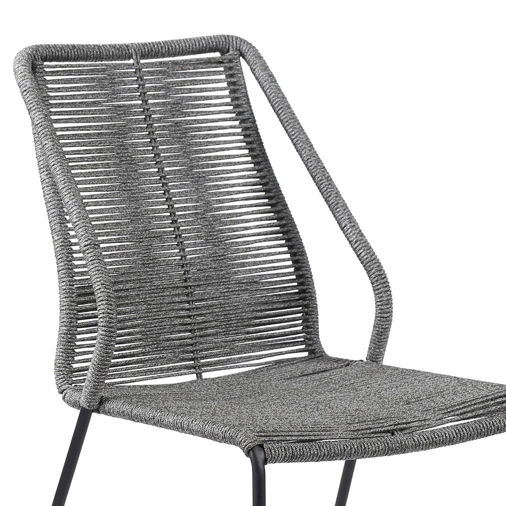 Set of Two 22 Gray Metal Outdoor Dining Chair