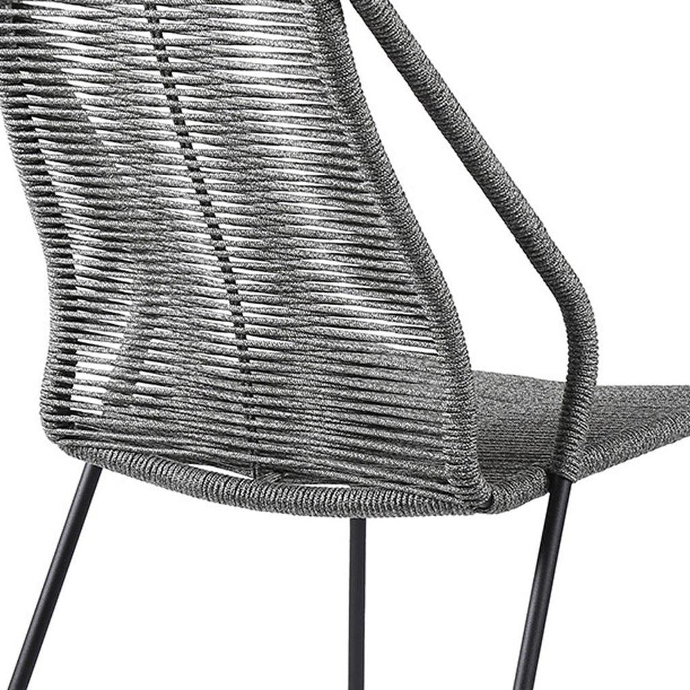 Set of Two 22 Gray Metal Outdoor Dining Chair