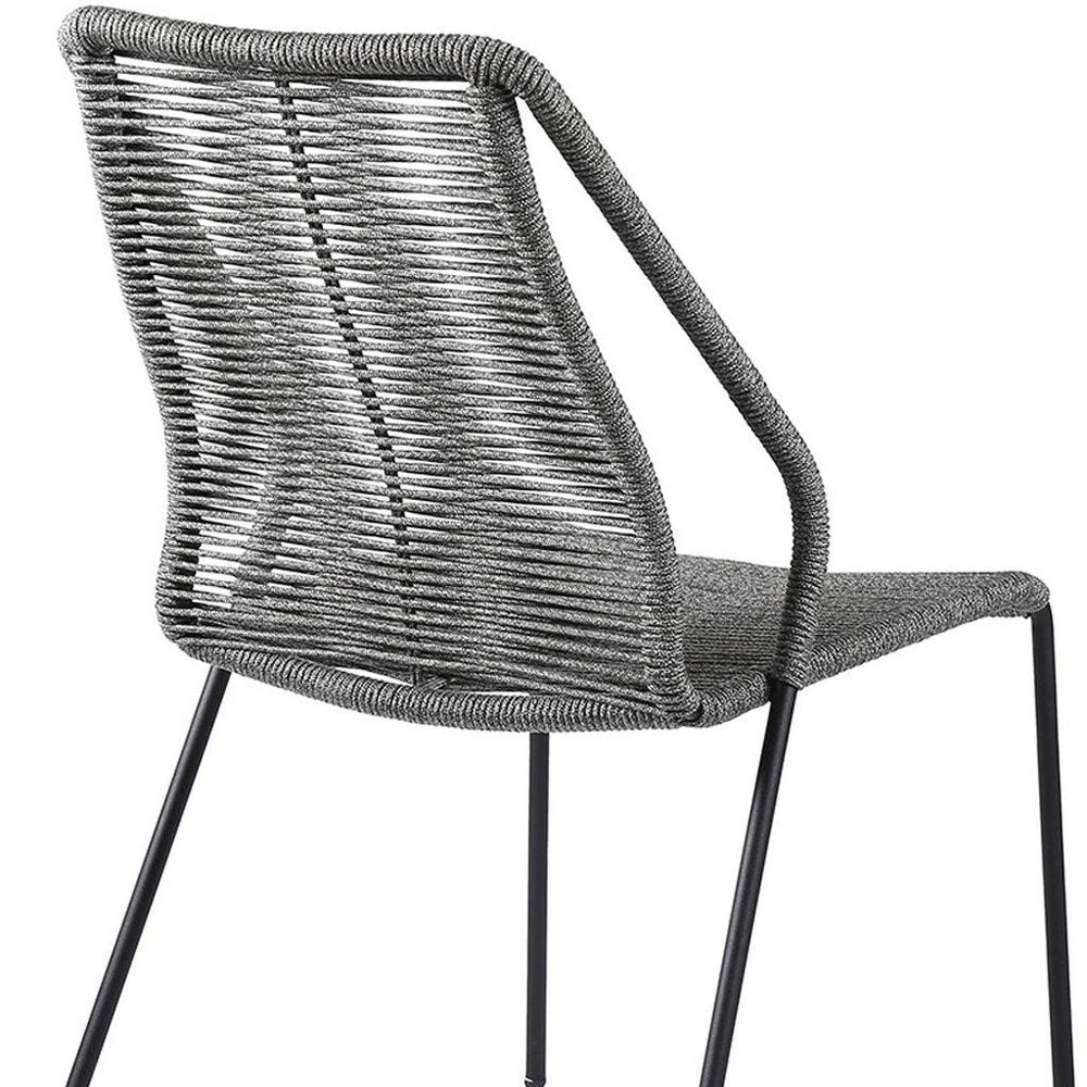 Set of Two 22 Gray Metal Outdoor Dining Chair