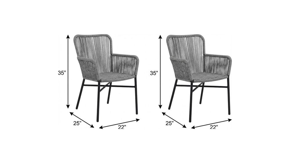 Set of Two 22 Gray Metal Outdoor Dining Chair