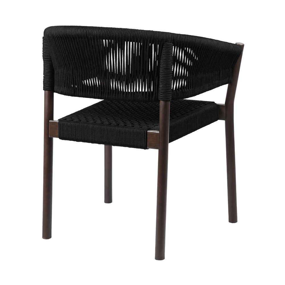 Set of Two 26 Black Solid Wood Outdoor Dining Chair