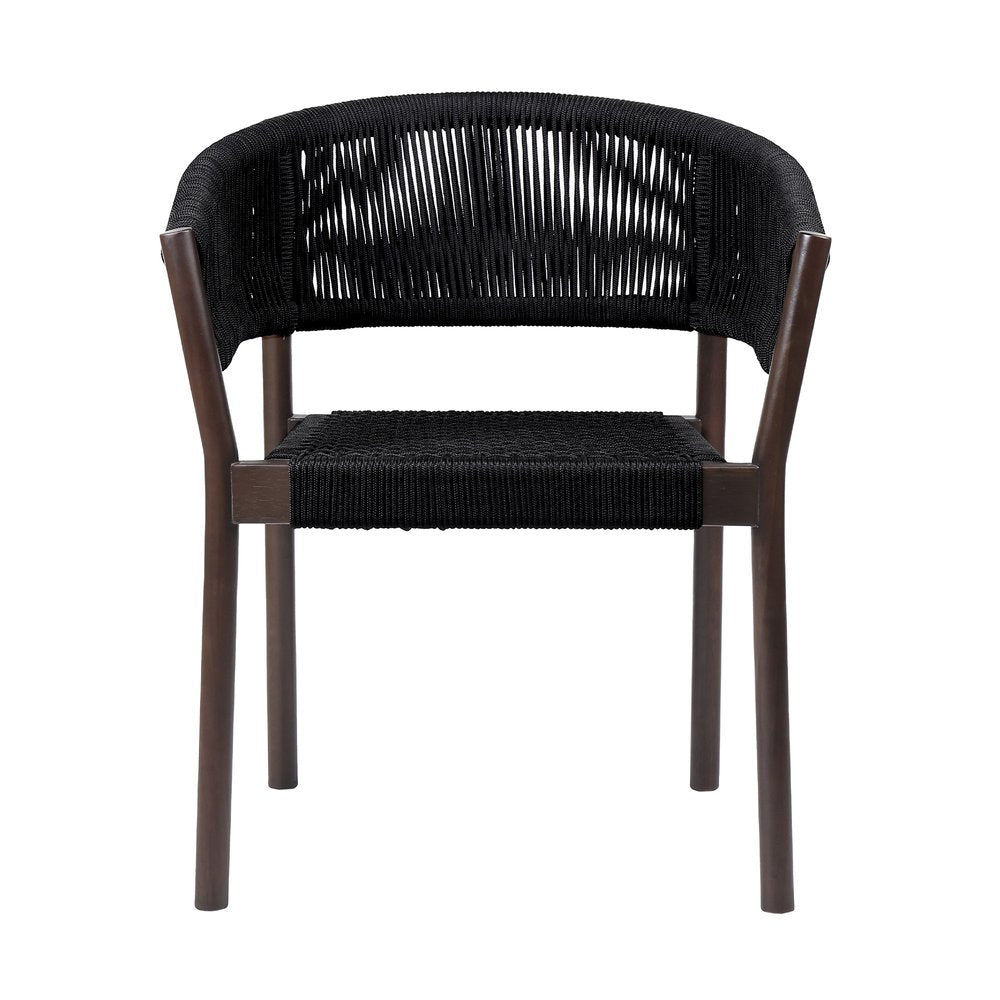 Set of Two 26 Black Solid Wood Outdoor Dining Chair