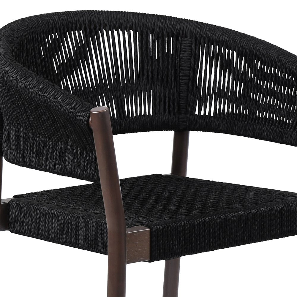 Set of Two 26 Black Solid Wood Outdoor Dining Chair