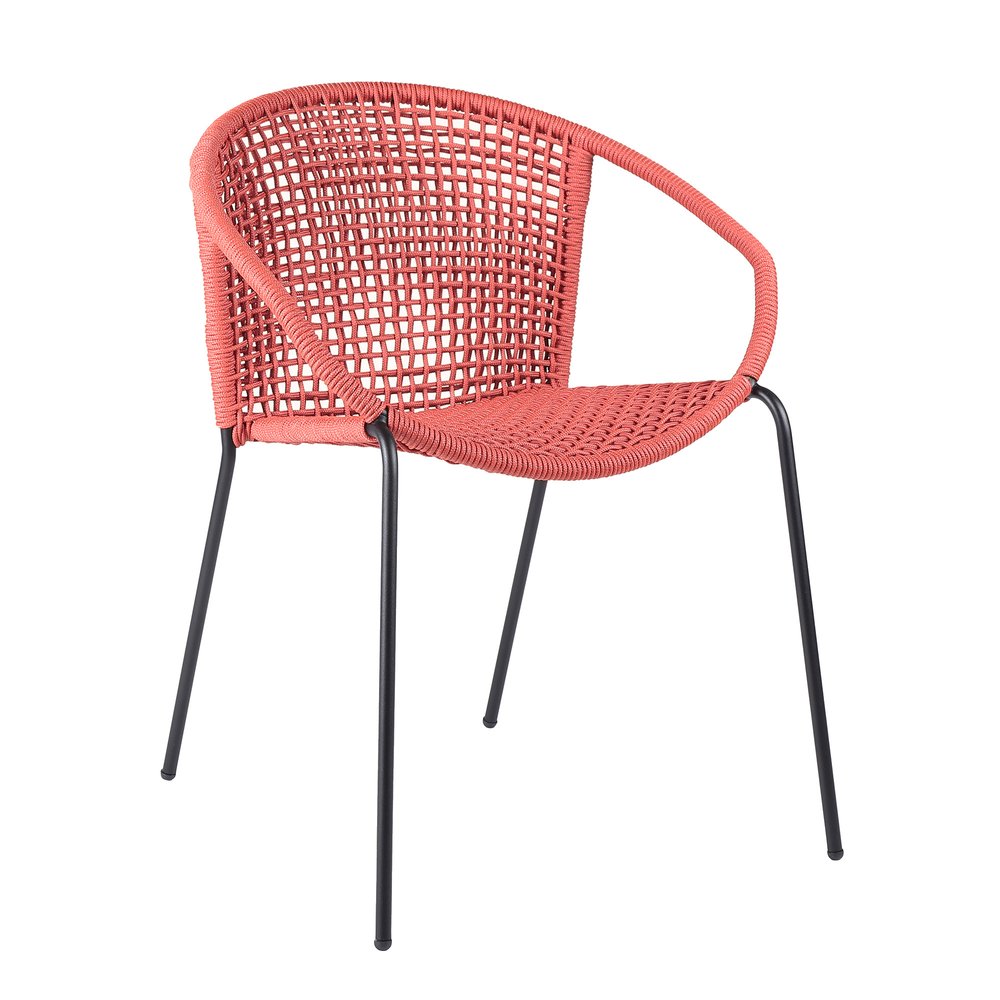 Set of Two 25 Red Metal Outdoor Dining Chair