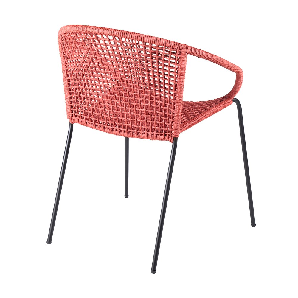 Set of Two 25 Red Metal Outdoor Dining Chair