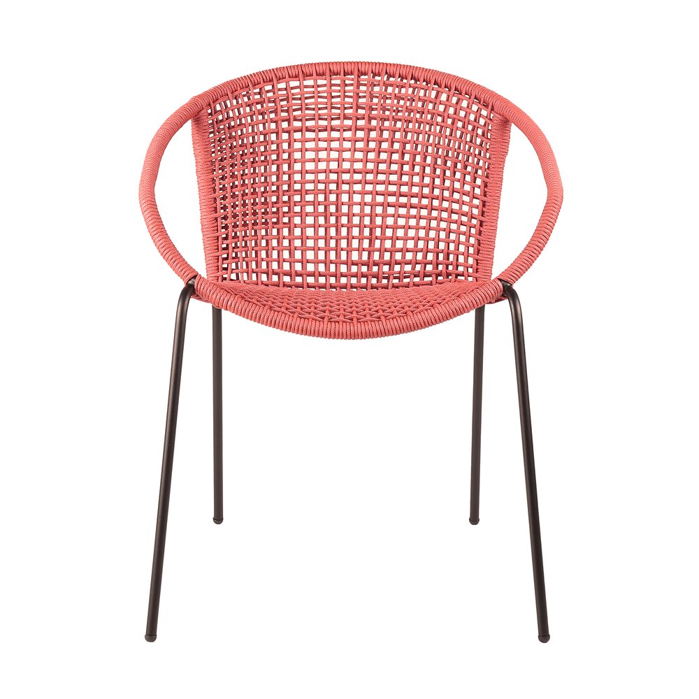 Set of Two 25 Red Metal Outdoor Dining Chair
