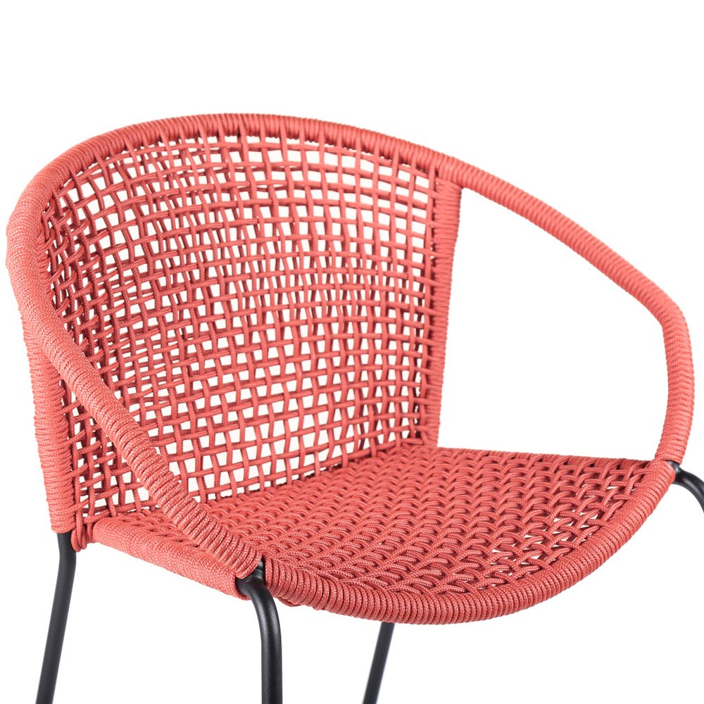 Set of Two 25 Red Metal Outdoor Dining Chair