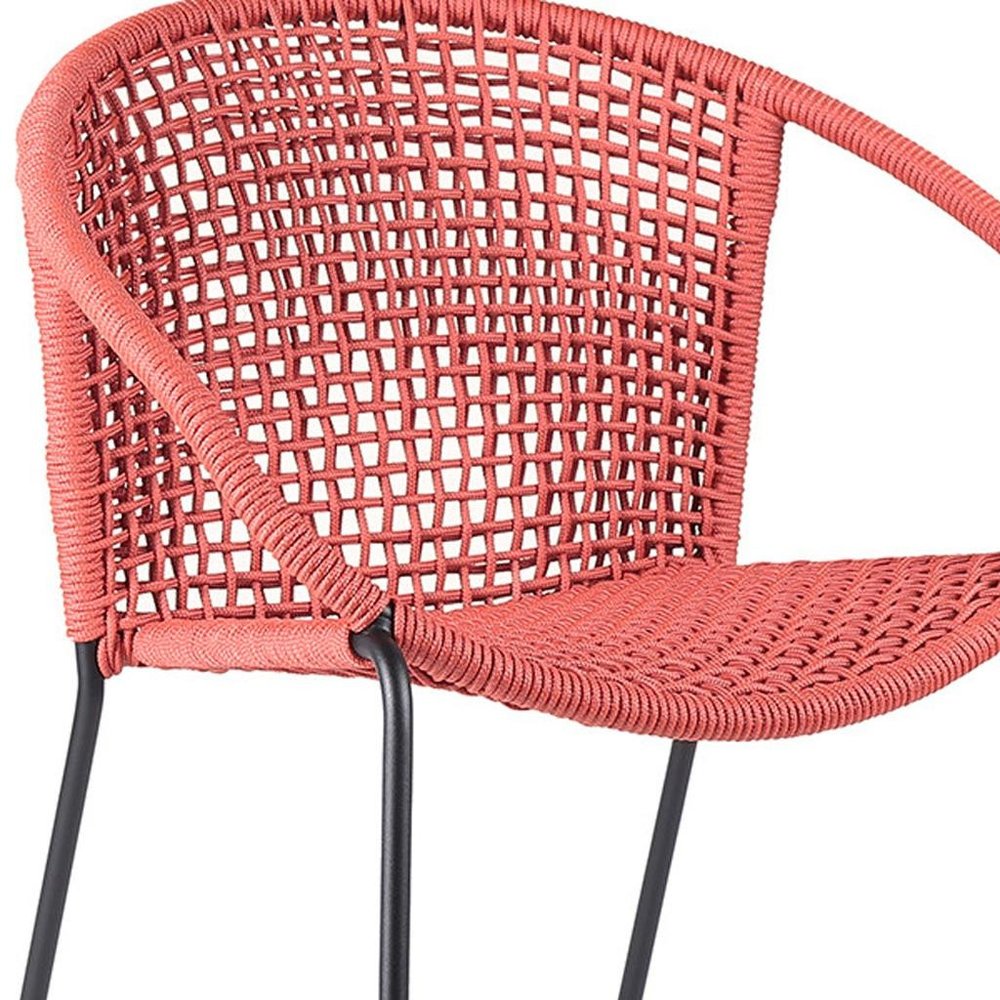 Set of Two 25 Red Metal Outdoor Dining Chair