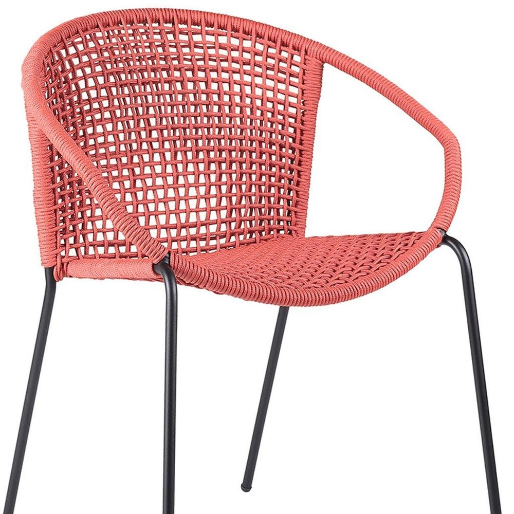 Set of Two 25 Red Metal Outdoor Dining Chair