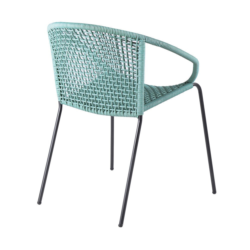 Set of Two 25 Green Metal Outdoor Dining Chair